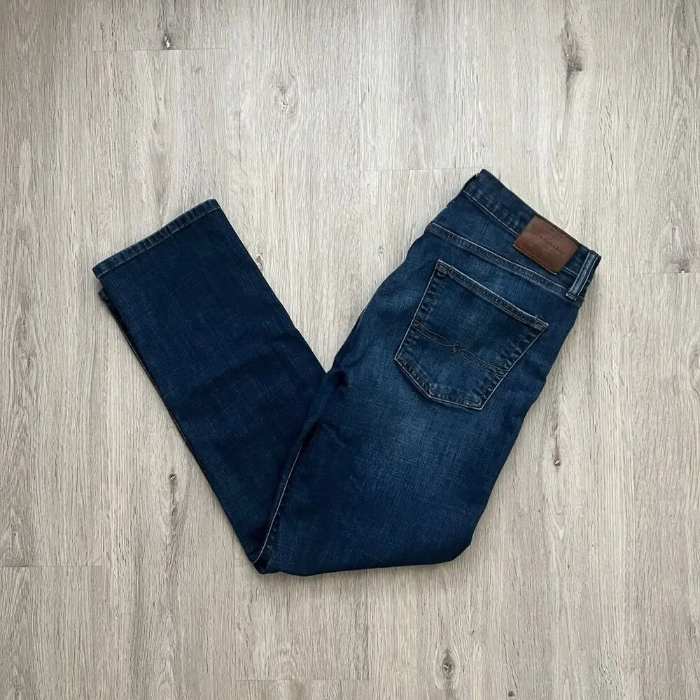 Lucky Brand 221 Straight Leg Mens Blue Jeans Size 34x32 Stretch Denim